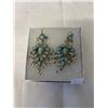 Image 1 : PAIR OF VINTAGE SILVER WITH TURQUOISE AND PEARL EARRINGS