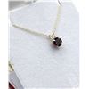 Image 2 : 14KT YELLOW GOLD NATURAL GARNET ROUND PENDANT WITH GOLD PLATED STERLING SILVER CHAIN, RETAIL $350.00