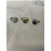 Image 1 : 3 SILVER W/ MILLEFIORE VENETIAN GLASS STONE RINGS