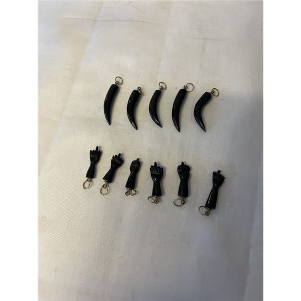11 GENUINE NATURAL BLACK CORAL PENDANTS/ CHARMS