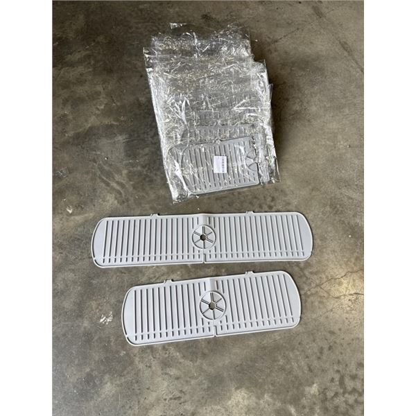 15 NEW 2PACKS OF SILICONE KITCHEN SINK DRAIN MATTS, KNOTCHED FOR FAUCET, EACH PACK HAS LARGE AND SMA