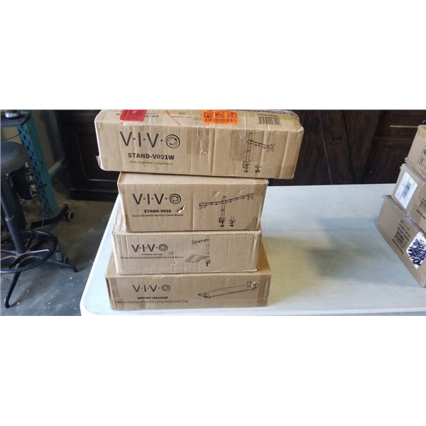 VIVO DUAL MONITOR DESK STAND, KEYBOARD TRAY, LAPTOP TRAY DESK MOUNT AND SINGLE MONITOR MOUNT