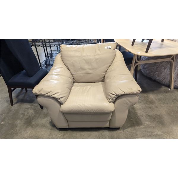 BEIGE LEATHER ARM CHAIR