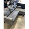 Image 3 : GREY FABRIC SOFA WITH MOVABLE CHAISE LOUNGE
