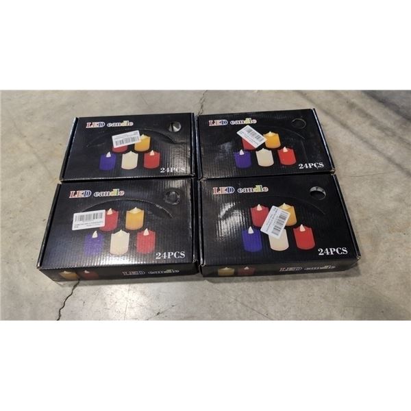 4 BOXES OF NEW LED CANDLES, 24 PACKS, 96 TOTAL