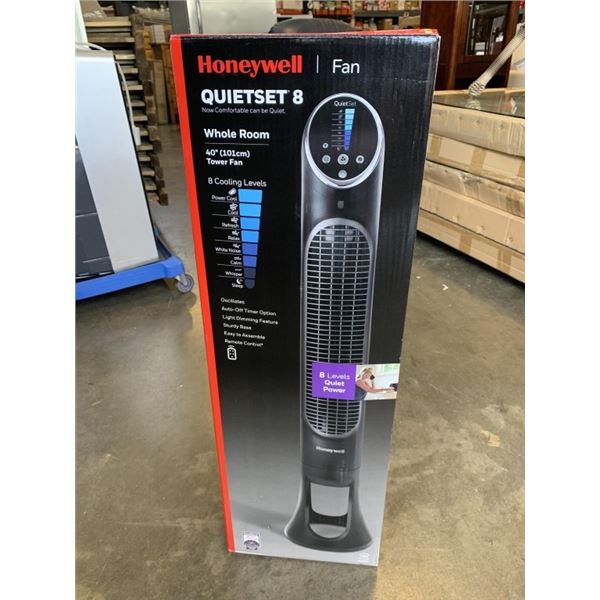 HONEYWELL QUIET SET 5 SPEED 40" OSCILLATING TOWER FAN - TESTED WORKING, RETAIL $217
