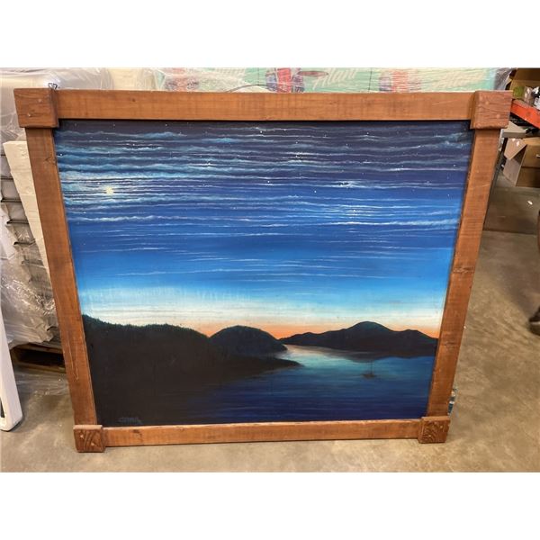 SIGNED PAINTING ON CANVAS NIGHT HORIZON