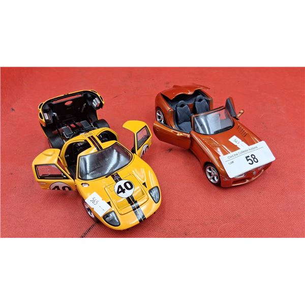 Pair of die cast sports cars 8" each