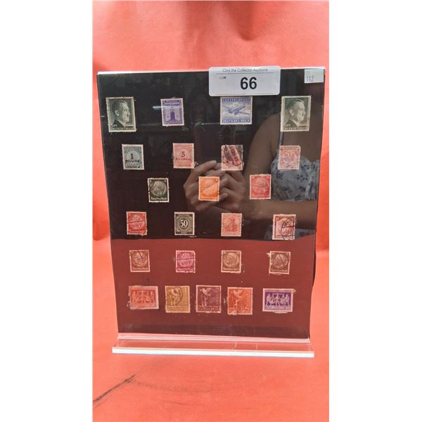 Collection of 24 WWII Germany postage stamps 11"x8"