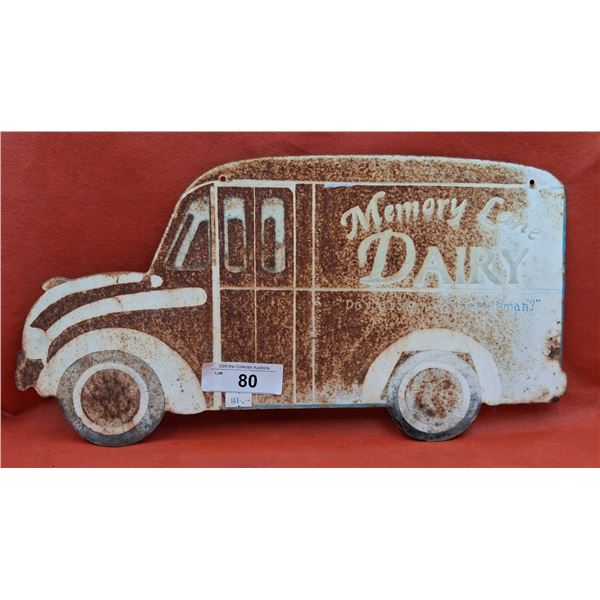 Vintage Memory Lane metal dairy sign 16"x9"