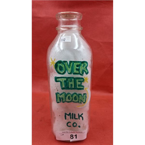 Vintage "Over The Moon" quart glass milk bottle