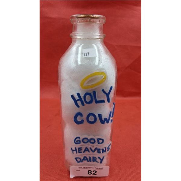 Vintage "Holy Cow" quart glass milk bottle