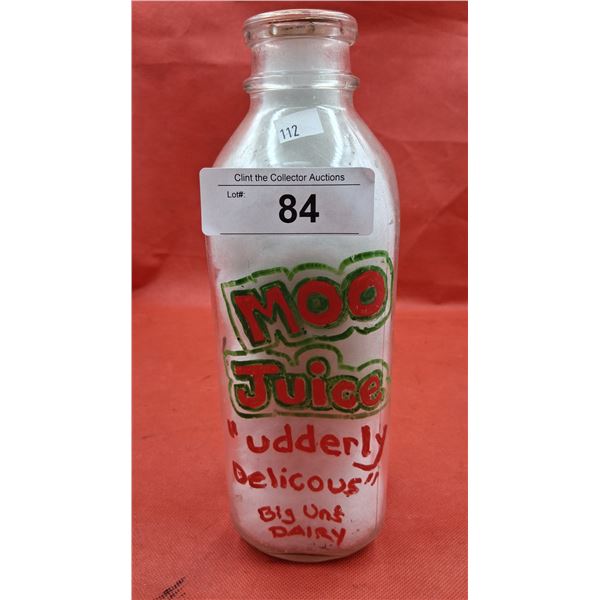 Vintage "Moo Juice" quart glass milk bottle