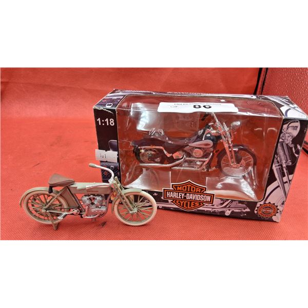 Vintage 1:18 scale Harleys, 1 in box, 1 loose