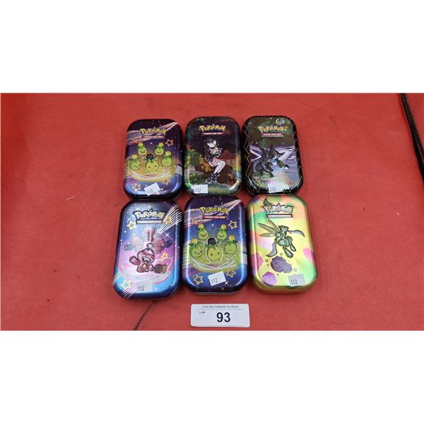6 Pokemon cases with cards, each tin has 20 cards all in very good condition