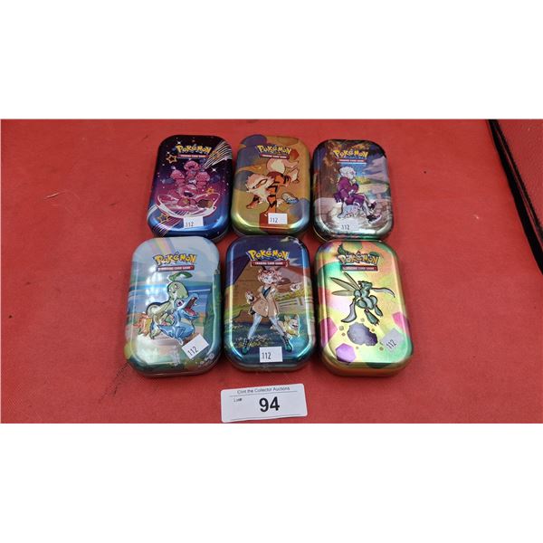 6 Pokémon cases with cards, each tin has 20 cards all in very good condition