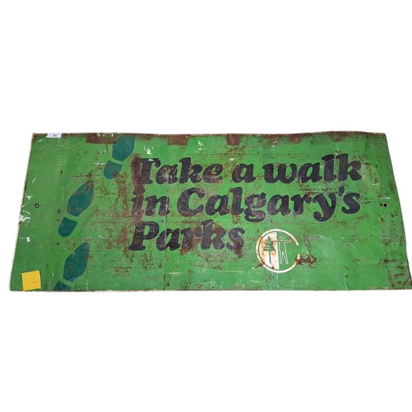 Vintage 1950s Calgary Parks double sided metal sign 56"x30"