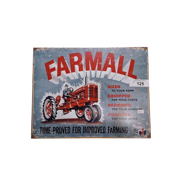 Reproduction tin sign, tractor 16"x13" Farmall