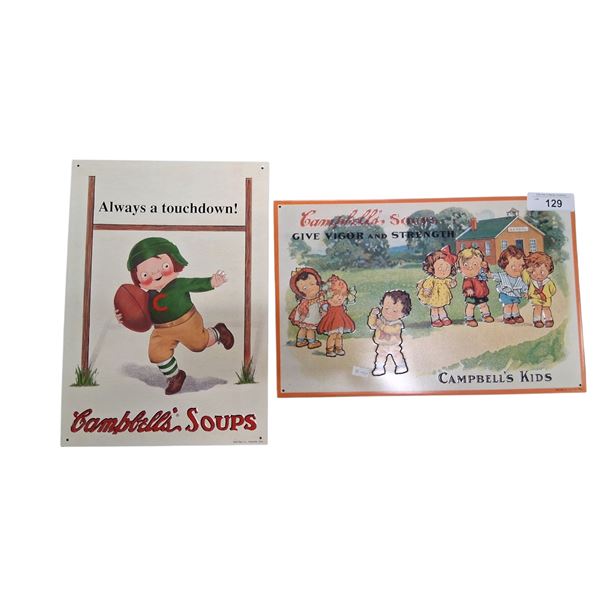 2 reproduction Campbell's Soup signs, metal, 15"x10" each