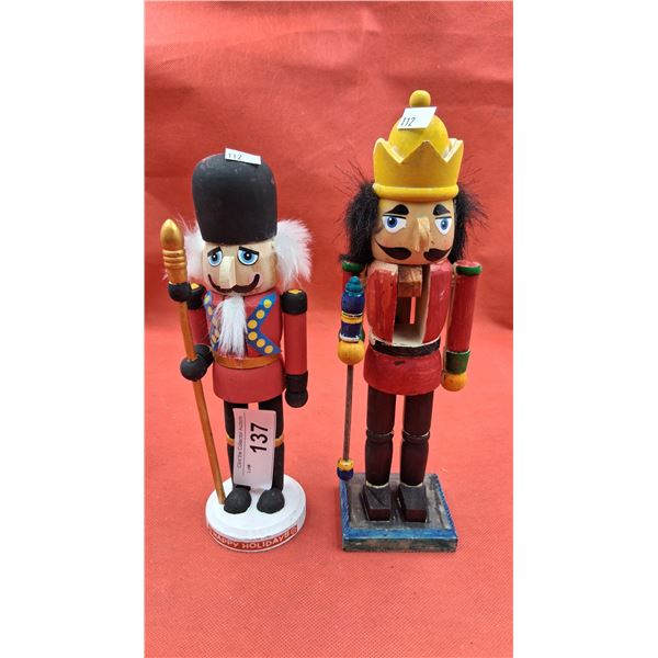 2 wooden nutcrackers 9" & 11"