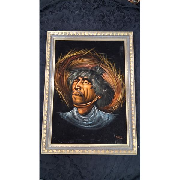 Rare vintage Mexican velvet painting, beautiful frame, 39"x29"