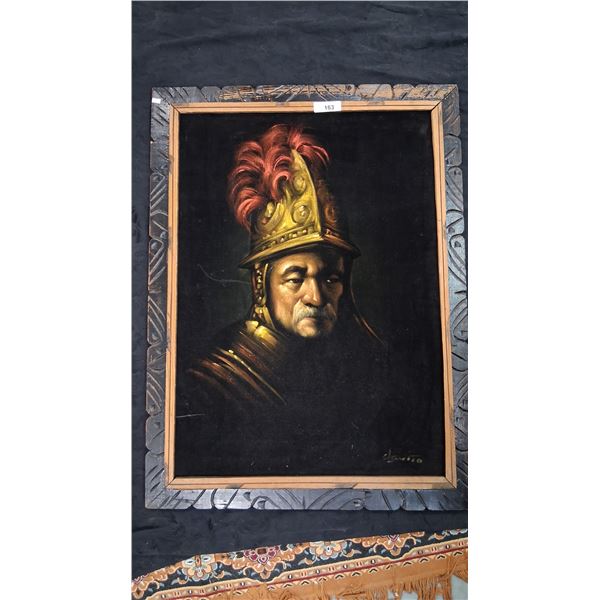 Rare vintage Mexican Conquistador velvet painting, nice frame, 41"x30"