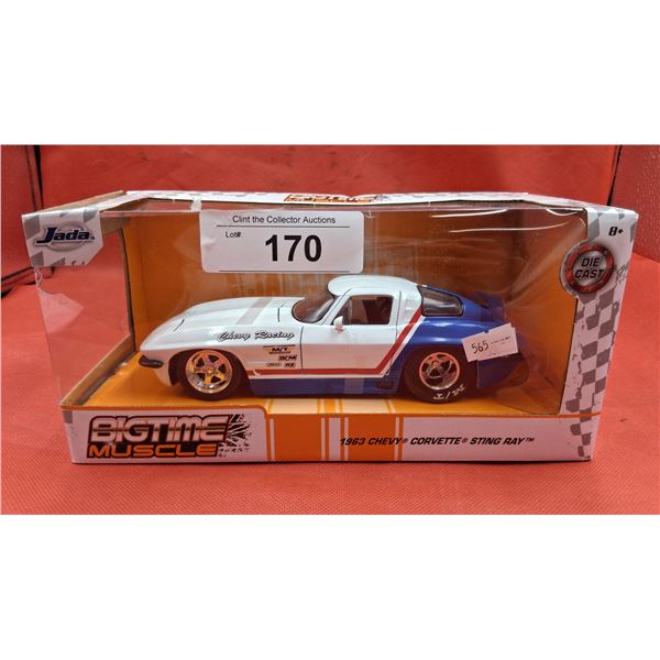 NIB 1963 Chevy Corvette Stingray die cast car, box 9"