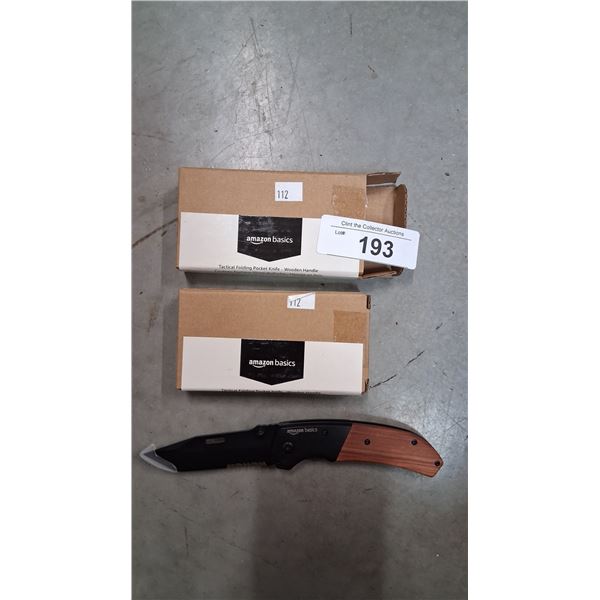 2 new Amazon Basic pocket knives with sheaths