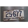 Image 1 : Vintage 1957 BC license plate