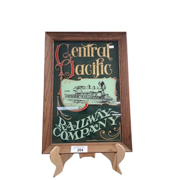Vintage Central Pacific framed bar mirror 22"x12"