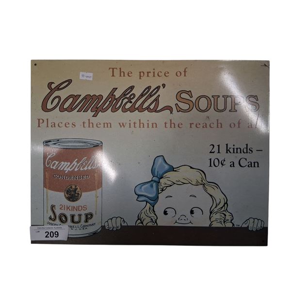 Reproduction tin Campbell's Soup sign 16"x12"