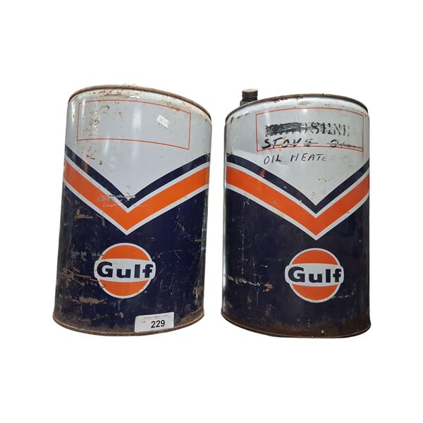 Pair of Gulf Oil 5 gallon pails