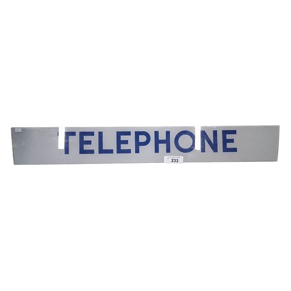 Vintage glass Telephone sign 36"x5"