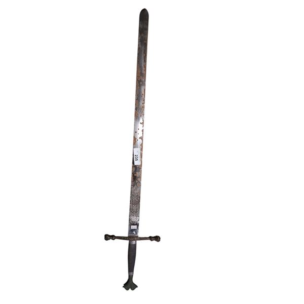Vintage sword with ornate handle, very heavy 42"