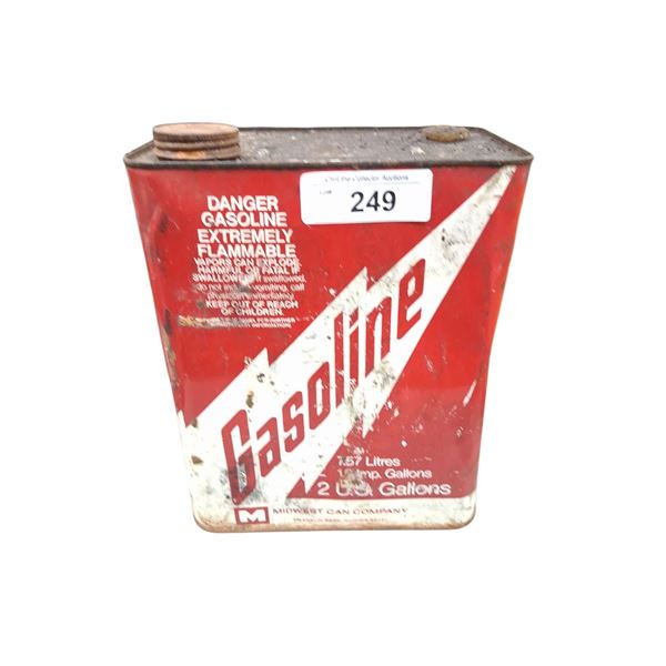 Vintage gasoline 2 gallon tin