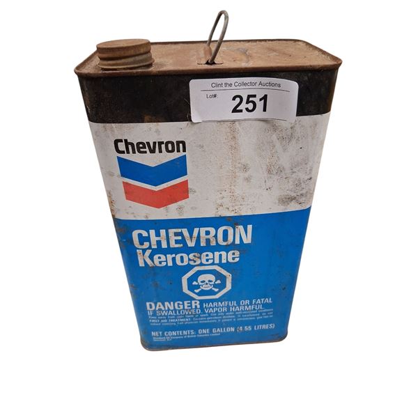 Vintage Chevron kerosene 1 gallon tin