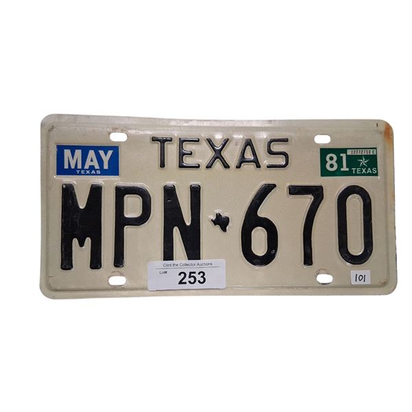 Vintage 1981 Texas license plate