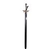 Image 1 : Vintage broadsword with leather sheath, 51", has small piece broken on hand guard