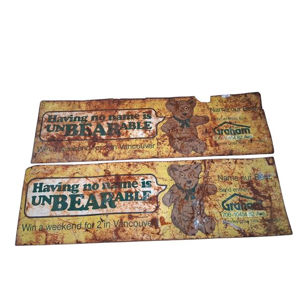 Pair of large Graham Realty signs 1980, 70"x20"