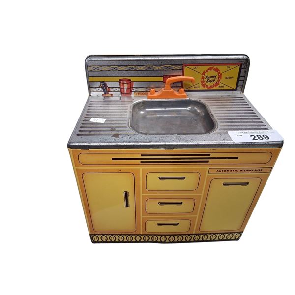 Vintage 60s Sunny Suzy tin sink 13"x11"x7" tin