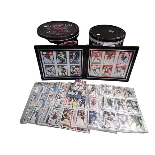Hockey card collection, framed cards, cans etc