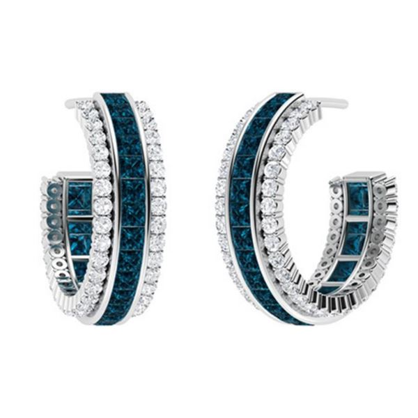 Gold Natural London Topaz Diamonds EarRings