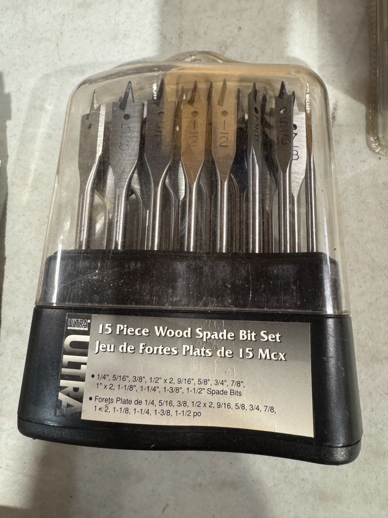 Spared Bit Set 15 piece wood spade bit set
