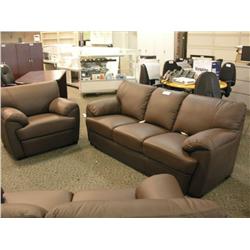 Brown Leather 3pc Sofa Set