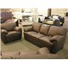Image 1 : Brown Leather 3pc Sofa Set