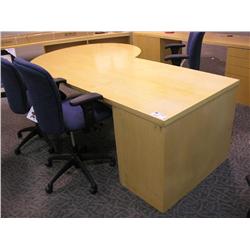 Maple P Top Executive Desk With Matching Wall Unit