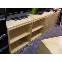 Maple Executive Credenza With Bookshelf And File