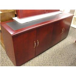 Mahogany Leather Inlaid Credenza
