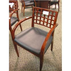 Mahogany Frame Black Leather Client Chair