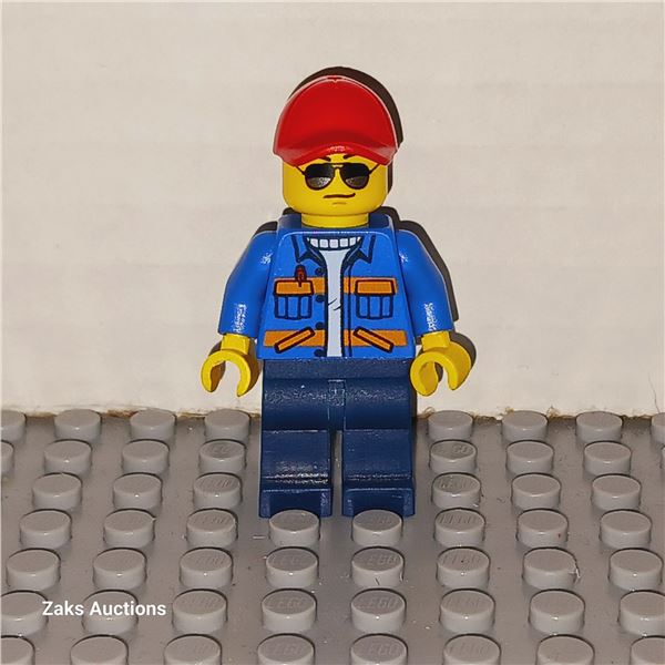 Blue Jacket with Diagonal Lower Pockets and Orange Stripes - Item No: cty0500a Lego